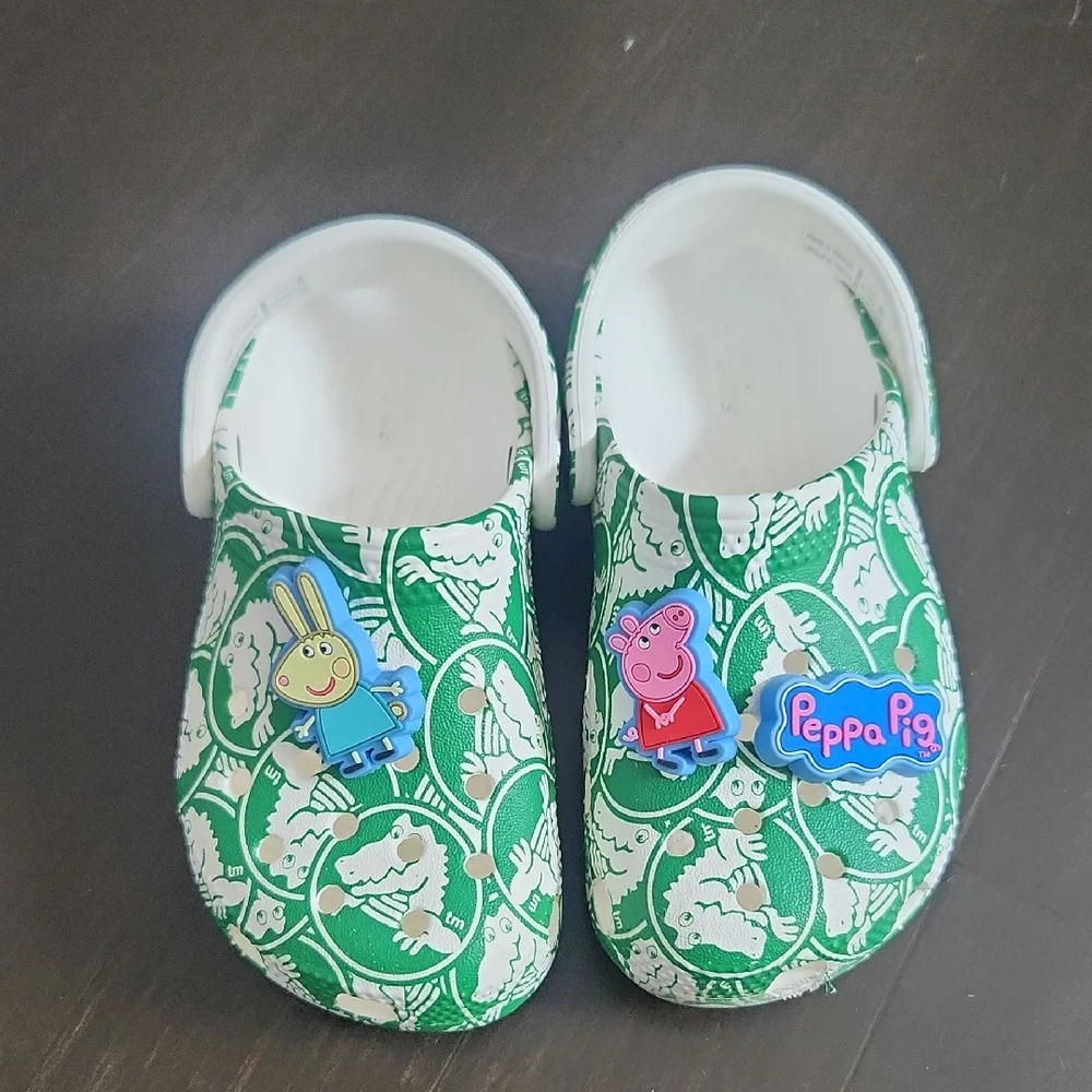 Green Crocs Patterned Kids Slippers